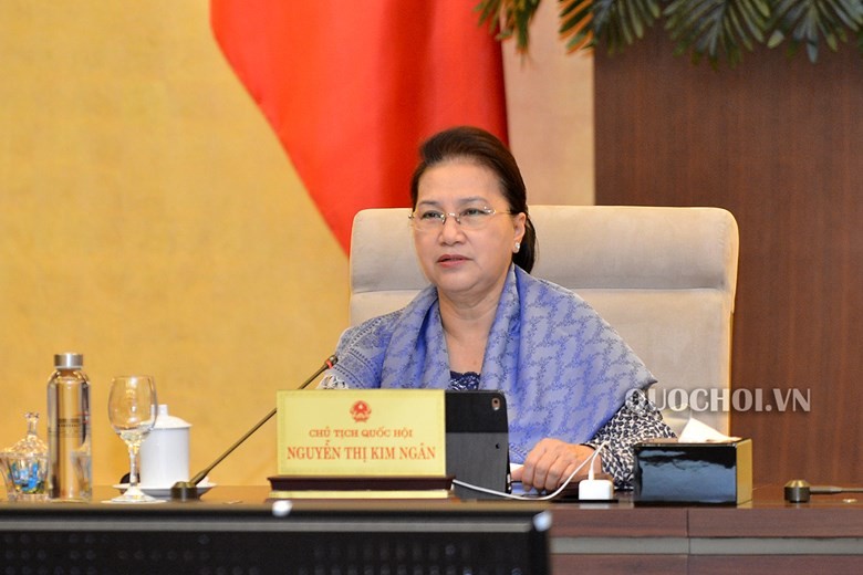 Chủ tịch Quốc hội Nguyễn Thị Kim Ngân phát biểu tại phiên thảo luận. 