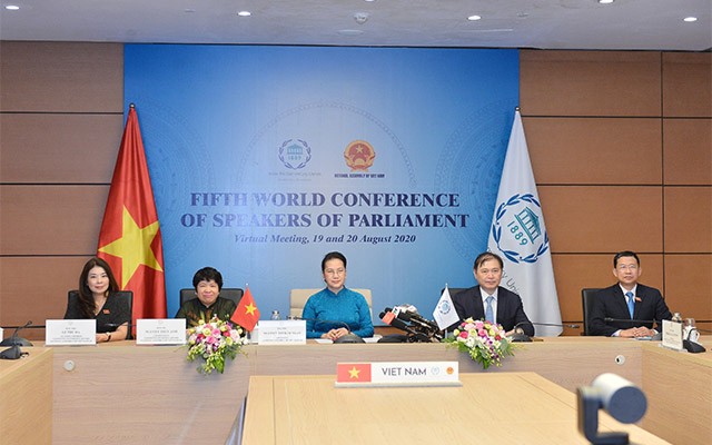 Đoàn Việt Nam tham dự Hội nghị từ điểm cầu Nhà Quốc hội - (Ảnh QK)