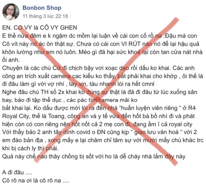 Hình ảnh facebook của đối tượng Nguyễn Thị Vân