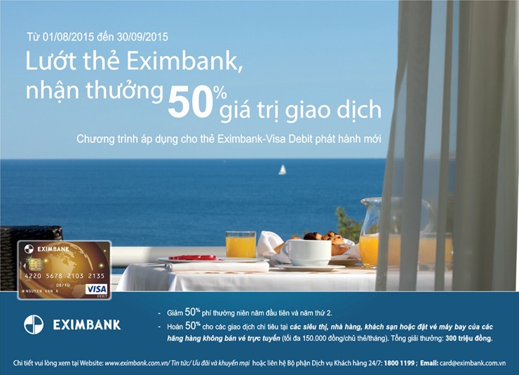 Ưu đãi dành cho chủ thẻ Eximbank Visa Debit