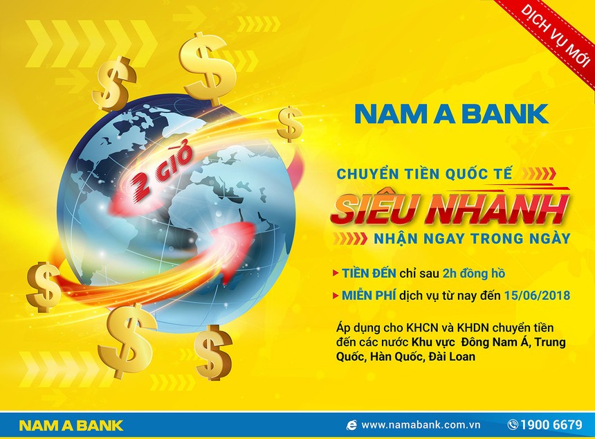 Nam A Bank ưu đãi cho khách hàng chuyển tiền