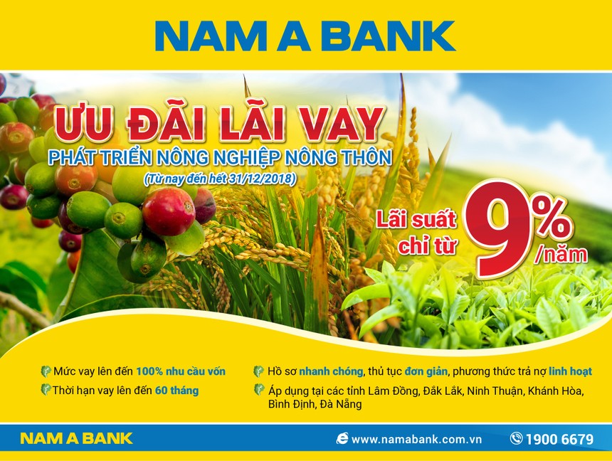 Nam A Bank ưu đãi lãi vay cho khách hàng khu vực miền Trung và Tây Nguyên