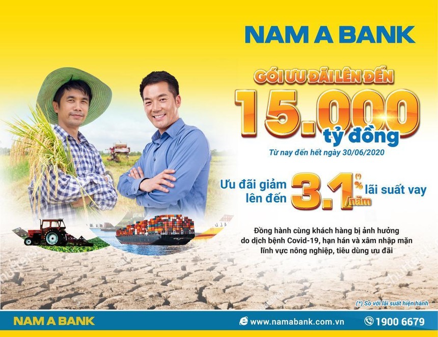 Nam A Bank dành 15.000 tỷ đồng ưu đãi lãi vay hỗ trợ khách hàng