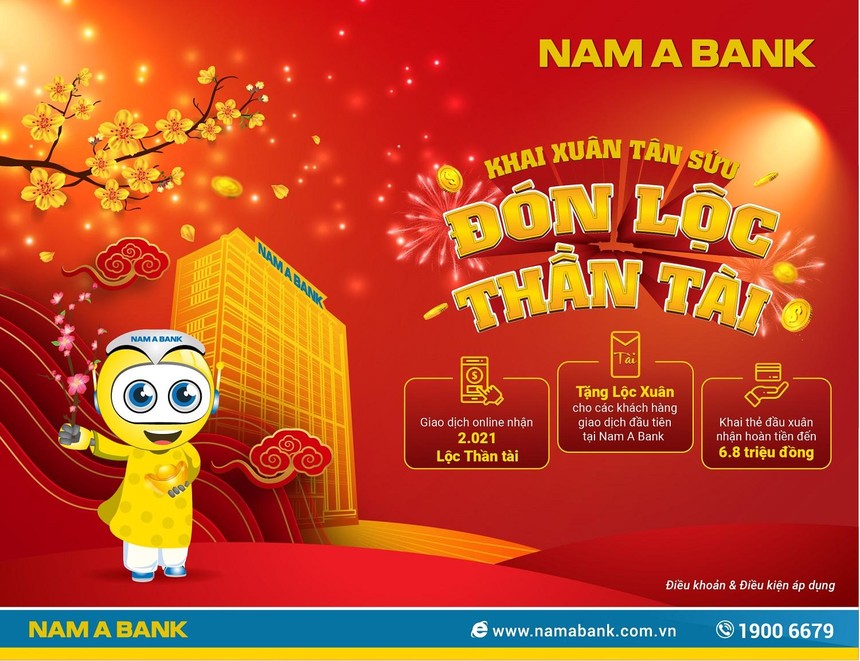 Nam A Bank tặng lộc xuân cho khách hàng giao dịch đầu năm
