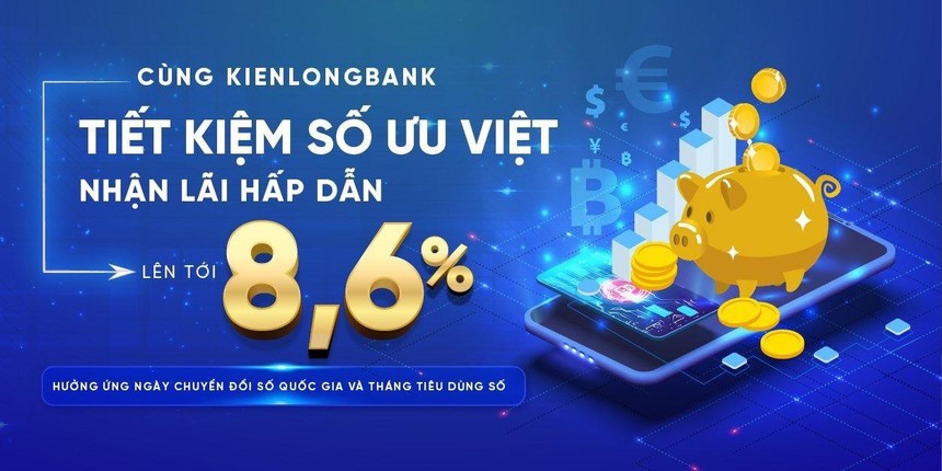 Trong tháng Tiêu dùng số, khách hàng gửi tiết kiệm trực tuyến tại KienlongBank sẽ được hưởng mức lãi suất ưu đãi lên đến 8,6%/năm.