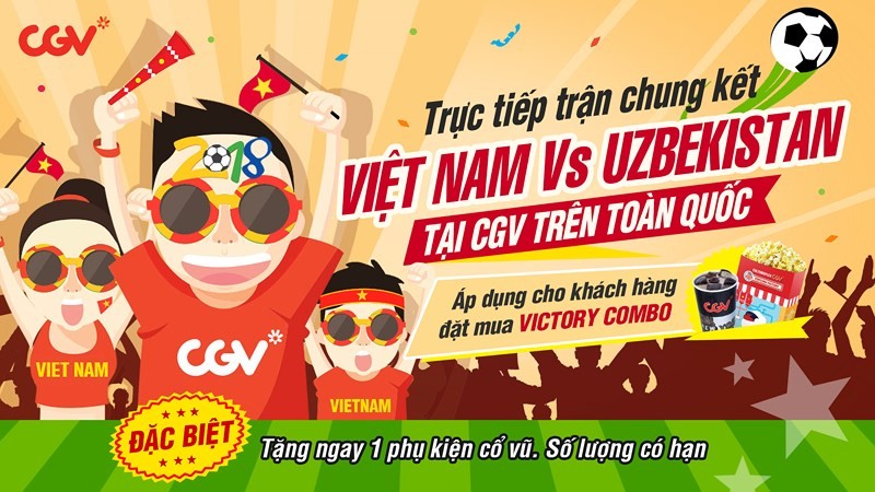 Hệ thống rạp CGV mở cửa cho khán giả xem trận chung kết U23 Việt Nam miễn phí