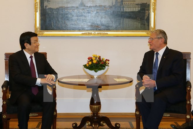 Tổng thống Đức Joachim Gauck và Chủ tịch nước Trương Tấn Sang tại cuộc hội đàm. Ảnh: Vietnam+