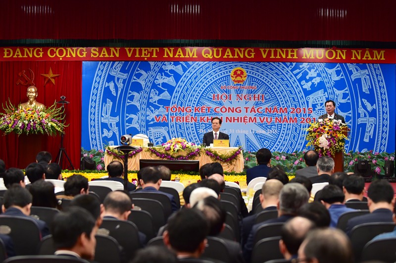 Thủ tướng Chính phủ Nguyễn Tấn Dũng dự Hội nghị tổng kết Bộ Công thương sáng 31/12/2015.