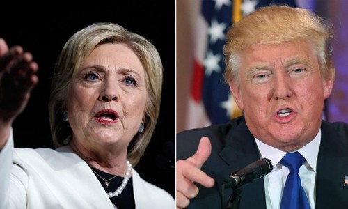Bà Clinton và ông Trump đang chạy đua nước rút trong cuộc bầu cử tổng thống Mỹ. Ảnh minh họa: AP.