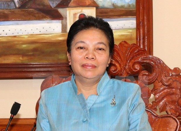 Bà Sounthone Sayachac, Ủy viên Trung ương Đảng, Trưởng Ban Đối ngoại Trung ương Đảng Nhân dân Cách mạng Lào. (Ảnh: Phạm Kiên/TTXVN)