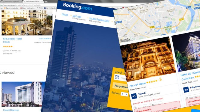 Bộ Tài chính đã chính thức yêu cầu các trang web như Agoda.com, Booking.vn… nộp thuế. Trong ảnh: trang Agoda.com và Booking.vn đang là cầu nối cho thuê phòng với hàng loạt khách sạn ở VN - Ảnh: Châu Anh