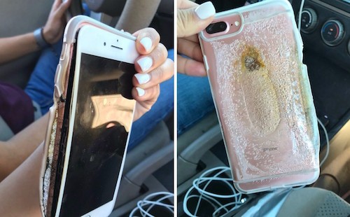 iPhone 7 Plus phát nổ khiến vỏ máy tách đôi, ốp biến dạng.