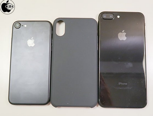 So sánh kích thước ốp lưng iPhone 8 (giữa) với iPhone 7 (trái) và iPhone 7 Plus (phải).