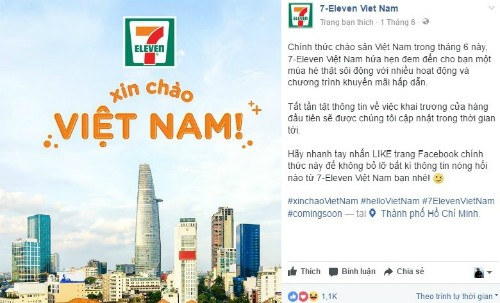 Thông tin công bố việc khai trương của 7-Eleven Việt Nam.