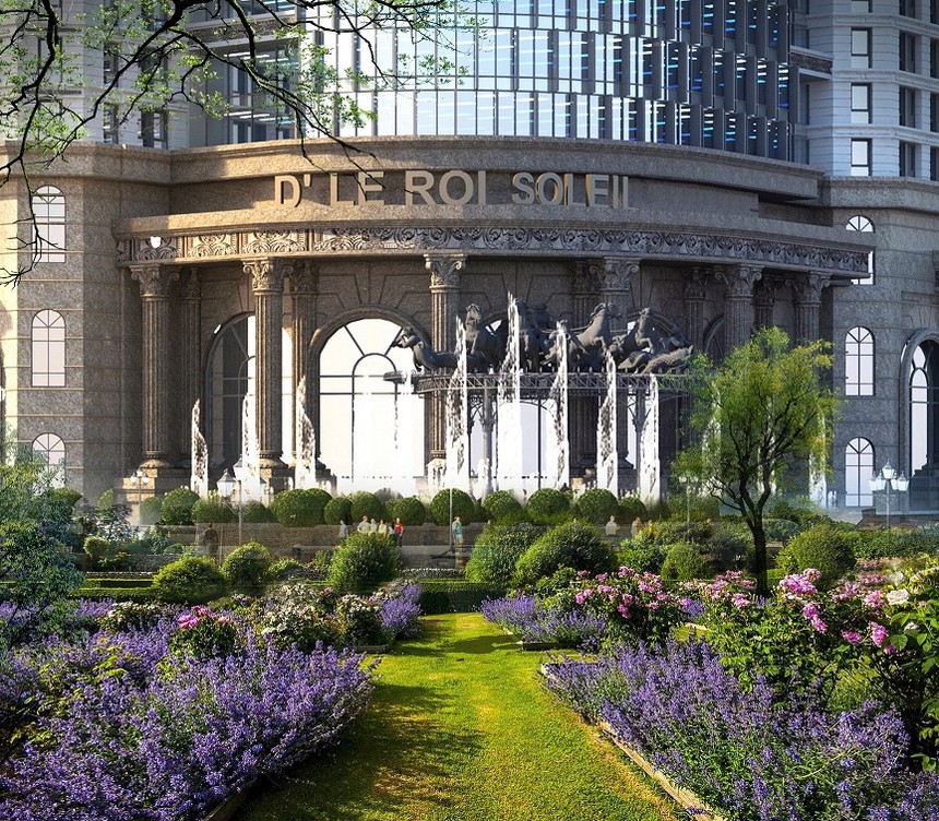 Hệ thống đường dạo bộ của D’. Le Roi Soleil được thiết kế sống động, hài hoà với tổng thể kiến trúc tân cổ điển của công trình. 