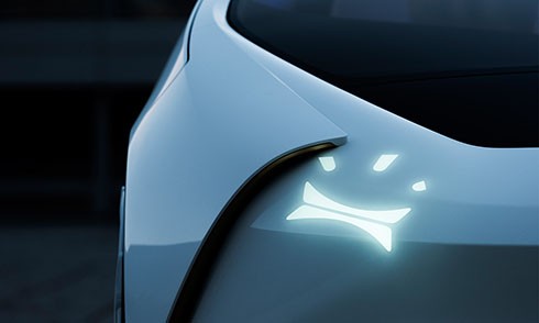 Tạo hình tinh nghịch của đèn pha trên Concept-i. Ảnh: Toyota.
