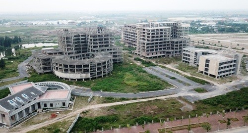 Các hạng mục xây dựng của dự án bệnh viện đa khoa tỉnh Nam Định. Ảnh: Giang Chinh
