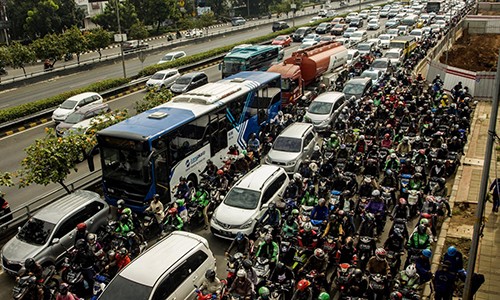 Cảnh tắc đường ở thủ đô Jakarta, Indonesia. Ảnh: Jakarta Post.