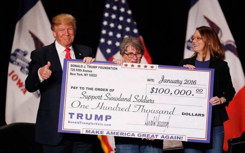 Tổng thống Trump chỉ bỏ 2,8 triệu USD cho quỹ từ thiện mang tên mình