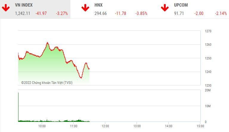 Giao dịch chứng khoán sáng 13/6: VN-Index bốc hơi hơn 40 điểm, nhóm cổ phiếu điện vẫn ngược dòng