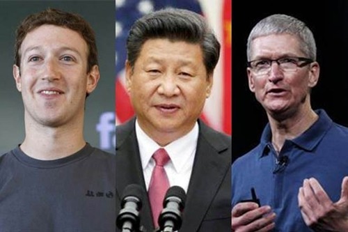 Giám đốc điều hành Facebook, Chủ tịch Trung Quốc và Giám đốc điều hành Apple. Ảnh: Reuters.