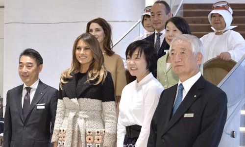 Đệ nhất Phu nhân Mỹ Melania Trump trong chuyến thăm Nhật Bản ngày 5/11. Ảnh: AFP.