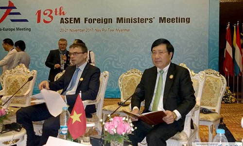 Phó thủ tướng Phạm Bình Minh dự họp ASEM hôm qua. Ảnh: Baoquocte.