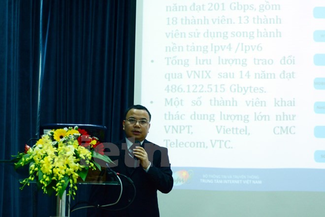 Ông Lê Nam Trung, Phó Giám đốc VNNIC cho biết năm 2018 đơn vị này sẽ tiếp tục tổ chức các sự kiện nâng cao nhận thức của cộng đồng về việc sử dụng tên miền .vn. (Ảnh: M.V/Vietnam+)