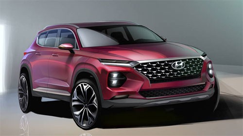 Ảnh phác họa cho thấy Santa Fe thế hệ mới thay đổi phong cách với kiểu dữ dằn, cơ bắp hơn. Ảnh: Hyundai.
