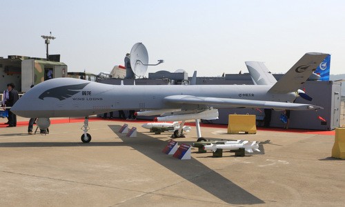 UAV Wing Loong dự kiến được Trung Quốc mang tới triển lãm. Ảnh: Sina.