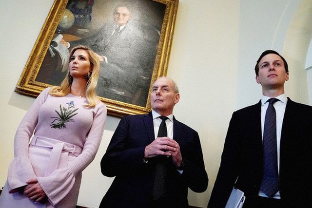 Từ trái qua phải: Cô Ivanka Trump, ông John Kelly và Jared Kushner Ảnh: REUTERS