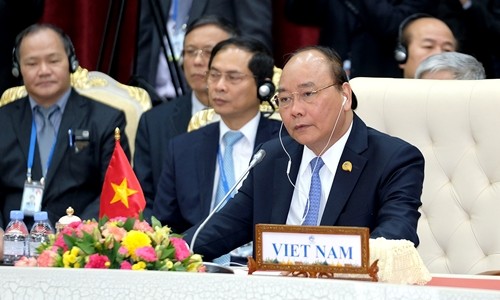 Thủ tướng Việt Nam Nguyễn Xuân Phúc tại Hội nghị Mekong - Lan Thương tại Campuchia hồi tháng một năm nay, Ảnh: Chinhphu.vn