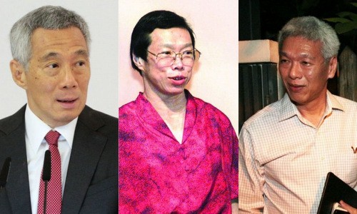 Thủ tướng Singapore Lý Hiển Long (trái) và hai người em. Ảnh: AFP.