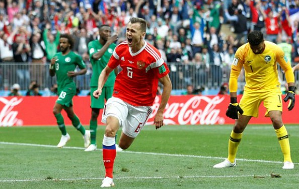 Cheryshev trở thành cầu thủ đầu tiên ghi cú đúp tại World Cup 2018. Ảnh: Reuters.