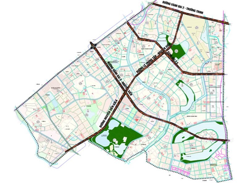 Bản đồ quy hoạch đường Lê Trọng Tấn kéo dài đến đường Vành đai 3, tiếp nối tuyến đường Nguyễn Xiển – Xa La.