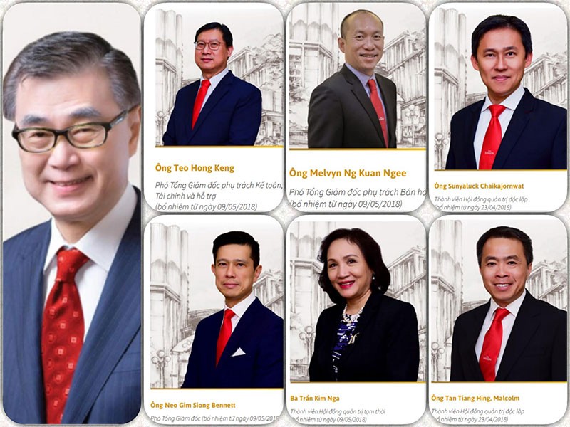 Ông Koh Poh Tiong, Chủ tịch Sabeco (ngoài cùng bên trái) và 6 nhân sự vừa bổ nhiệm từ tháng 4/2018.