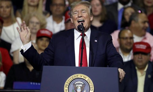 Tổng thống Mỹ Donald Trump trong cuộc vận động chính trị hôm 31/7 tại thành phố Tampa, bang Florida, Mỹ. Ảnh: AP.
