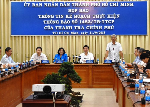 Buổi họp báo của UBND TPHCM. Ảnh: VGP/Mạnh Hùng