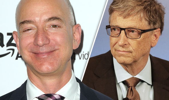Hiện tại, khối tài sản của tỷ phú Jeff Bezos đang nhiều hơn tỷ phú Bill Gates 63 tỷ USD. (Nguồn: express.co.uk).