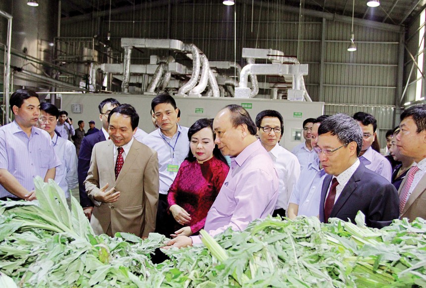 Thủ tướng Nguyễn Xuân Phúc cùng đoàn công tác Trung ương tới thăm Nhà máy chiết xuất dược liệu của Traphaco tại Lào Cai.