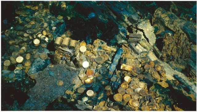 Những đồng tiền vàng của con tàu S.S. Central America được tìm thấy dưới đáy biển. (Nguồn: pcgs.com).