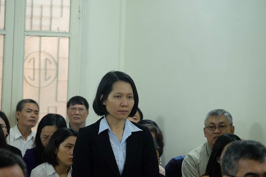 Bà Nguyễn Thị Minh Thu, nguyên Tổng giám đốc Oceanbank tại phiên tỏa xét xử 2 cựu lãnh đạo Vietsovpetro tuần qua