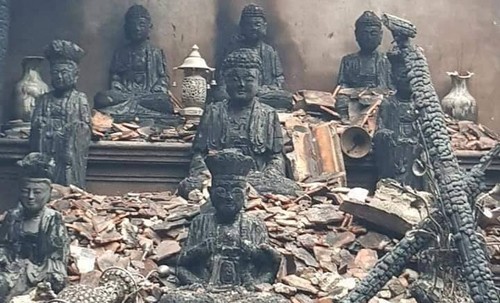 Vụ cháy thiêu rụi toàn bộ ngôi chùa Thanh Sơn và đồ thờ có giá trị. 
