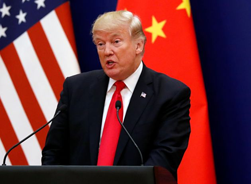 Tổng thống Mỹ Donald Trump tại một sự kiện ở Trung Quốc năm 2017. Ảnh: Reuters.