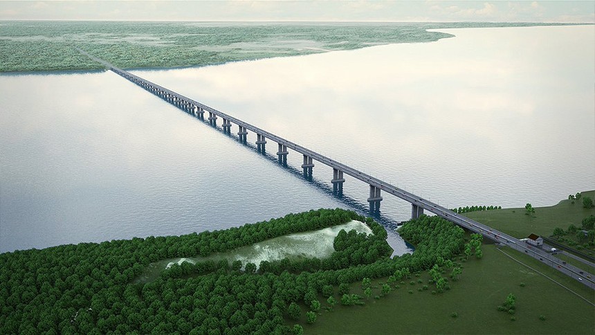 Cây cầu dài 4 km nối miền Tây Trung Quốc với châu Âu. Ảnh: Chính quyền khu vực Samara.