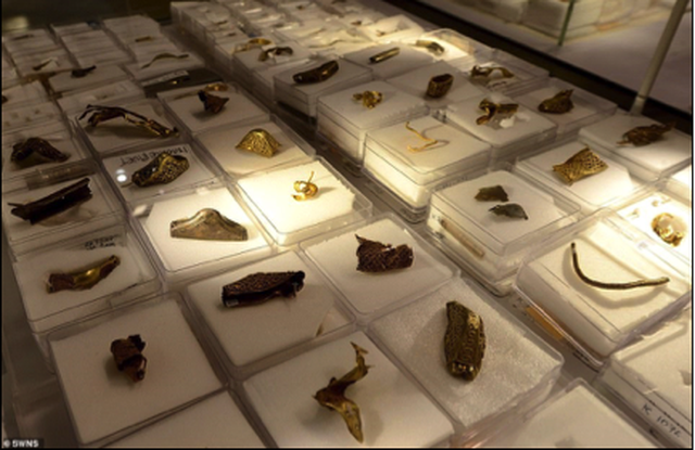 Những cổ vật bằng vàng được tìm thấy.