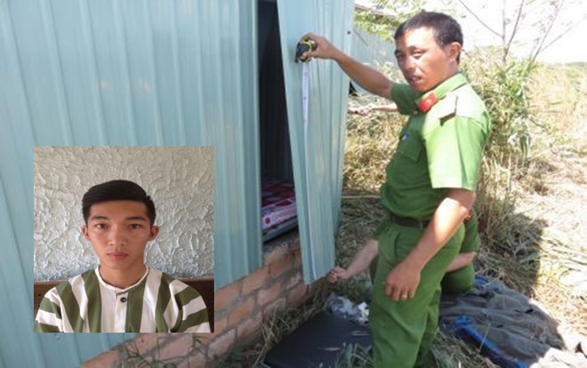 Nguyễn Trần Tùng (ảnh nhỏ) phá vách tôn phòng giám đốc để trộm tiền. Ảnh: Công an cung cấp