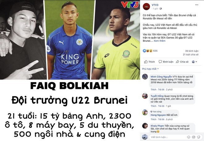 Danh tính cầu thủ Brunei khiến "fan" Việt xôn xao. Ảnh chụp màn hình.