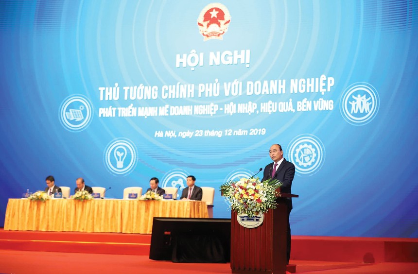 Thủ tướng Nguyễn Xuân Phúc phát biểu chỉ đạo tại Hội nghị Thủ tướng Chính phủ gặp doanh nghiệp sáng 23/12.
