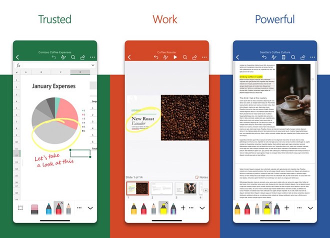 Bộ ứng dụng Office trên iOS vừa được cập nhật giao diện mới trực quan hơn và nhanh hơn.